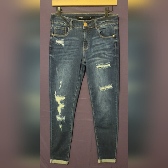 Harper Blue Skinny Jeans with Distressed Detailing - Picture 1 of 9